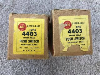 2 - Vintage Arrow - Hart 3 - Way Porcelain Ceramic Push Button Light Switches.