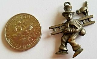 Vintage Cast Iron Mini Fireman W/ Ladder And Cat 26mm Charm Game Piece