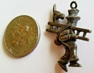 Vintage Cast Iron Mini Fireman w/ Ladder and Cat 26mm Charm Game Piece 2