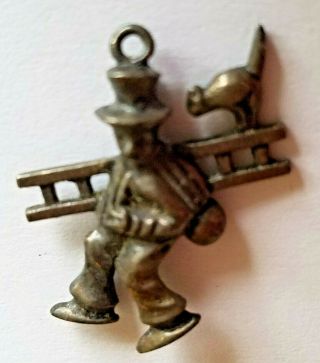 Vintage Cast Iron Mini Fireman w/ Ladder and Cat 26mm Charm Game Piece 3