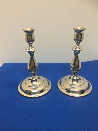 Pair (2) Kirk Stieff Pewter Candlesticks Candle Holders 7 1/2 Inch P114 - 30