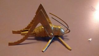 Vintage Brass Grasshopper Insect Paper Weight Figurine Statue Lucky