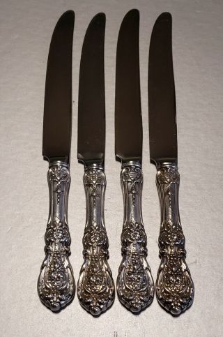 4 Reed & Barton Francis I Sterling Silver Handle Dinner Knives 9 5/8 Inches