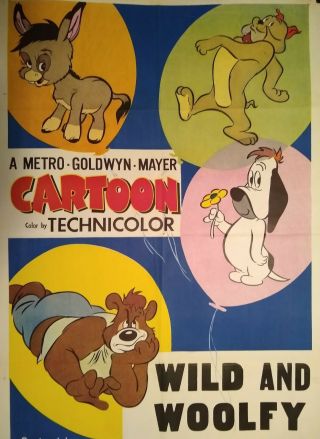 MGM Cartoons 1952 Vintage 1 - Sheet Poster Wild and Woolfy Tex Avery ' s Droopy 2