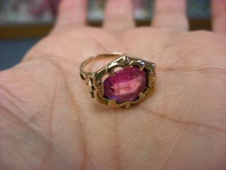 Antique Victorian 10k Gold Pink Stone Ring Size 6 2.  44g 274