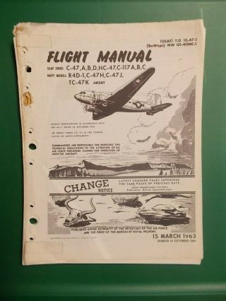 Douglas C - 47 Skytrain Flight Change Notices Technical Order Army Usaf