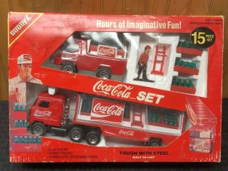 Vintage Buddy L Coca - Cola 15 Piece Set Trucks Figure Carts Bottles Delivery Look