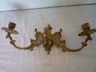 Antique French Double Candlestick Holder Wall Sconce Piano Twin Arm Rd 275383