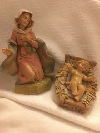 Fontanini Mary And Baby Jesus In Manger Italy Nativity