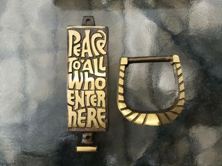 Vintage 1969 Terra Sancta Guild Brass Door Knocker Peace To All Who Enter Here