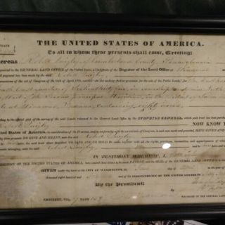 1843 Land Grant Signed John Tyler