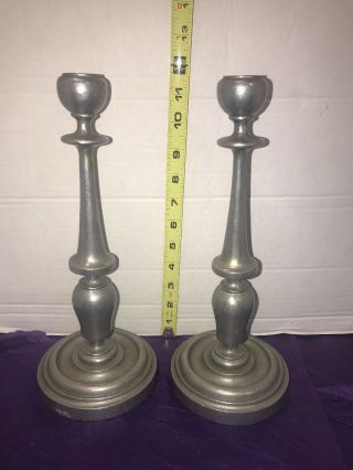Carson Pewter Candle Holders Candlesticks Freeport Pa 12 Inches,  Vguc Vintage