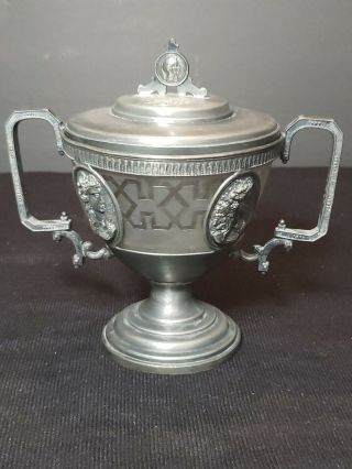 Vintage Silverplate Candy Trinket Dish Trophy Cameo Monogrammed