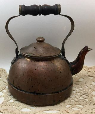 Vintage - Tagus R - 51 Copper Tea Kettle - Portugal - Wood Handle - 6 " Base