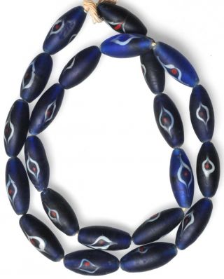 24 " Strand Large Cobalt Blue Eye Beads From The African Trade