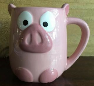 Tag Pig Coffee Mug Pink Piggy Shaped Figural Swine Collectible Ceramic 3d Cup
