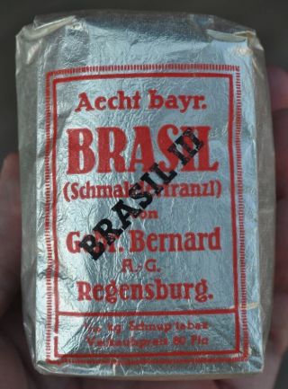 1940s Wwii Era Germany Brasil Bernard Schnupftabak Snuff Tobacco Old Pack