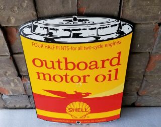Vintage Shell Gasoline Porcelain Gas Oil Service Station Ad Metal Pump Sign