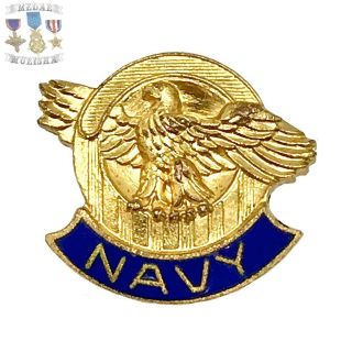 Wwii U.  S.  Navy Honorable Discharge Lapel Pin Ruptured Duck Screw - Back Ww2