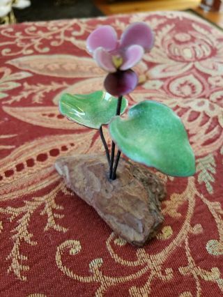 Vintage Bovano Of Cheshire - Usa,  Enamel On Copper Art Sculpture - 3.  5 " Tall Flower