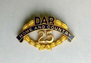 Vintage Dar Daughters Of The American Revolution Home & Country 25 Year Gf Pin