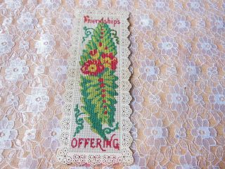 Victorian Bristol Board Embroidered Bookmark