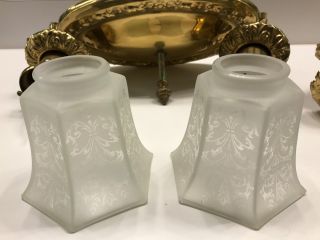 Vintage Brass Double Socket Ceiling Fixtures 15 " X 7.  5 " Hangs 9 " From Ceiling