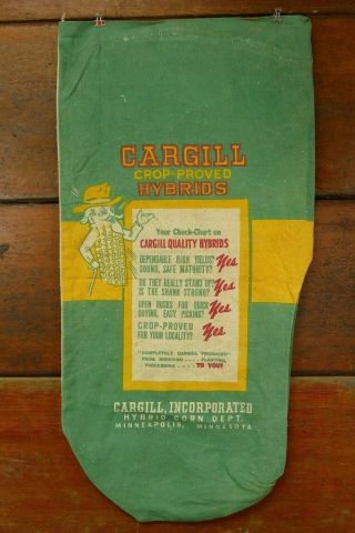 Vintage Cargill Hybrid Seed Corn One Bushel Cloth Sack Grinnell,  Ia St Peter,  Mn