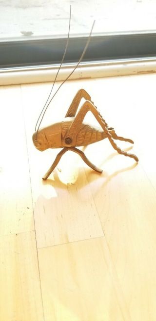 Vintage Solid Brass Cricket Insect Paper Weight Figurine