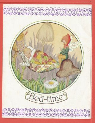 Fairy On Mushroom With Baby In Cobweb Bed Folding Birthday Card