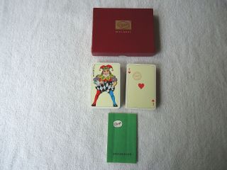 Vintage Boxed Set Of 2 Decks Of Obergs Spelkort Playing Cards,  1,  " Nip ",  1,  Open