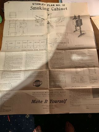Vintage Stanley Tools Smoking Cabinet Plan No.  12 Advertising