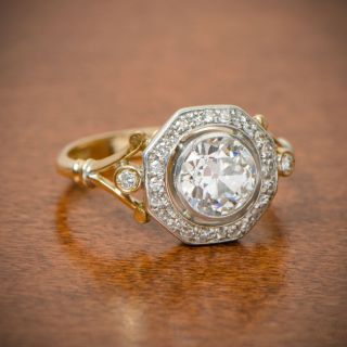 Vintage Victorian Edwardian Engagement 2.  00 Ct Round Cut Diamond Ring 925 Silver