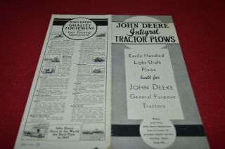 John Deere Integral Tractor Plows For 1939 Dealer 