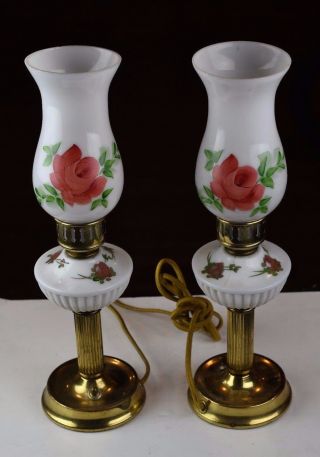 Antique Lamps With Floral Hurricane Shades