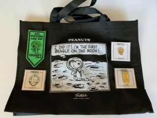Sdcc 2019 Peanuts Snoopy Astronaut Pin Set,  Bag,  & Snoopy Patch Exclusive