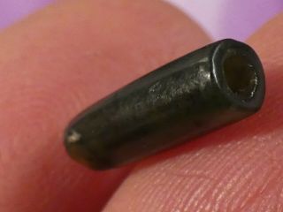 Ancient Chinese - Ban Chiang Green Jade Bead Gorgeous Tube Shape 13.  3 By 4.  5 Mm