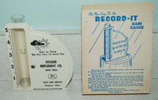 Vintage John Deere Rain Gauge Sign 4 Leg Fischer Implement Idea Delphos,  Ohio