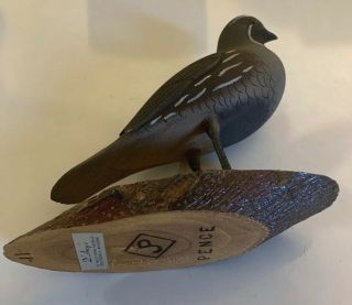 Pence Artist Wooden Hand Carved Bird Quail Pheasant Dove 7x7”