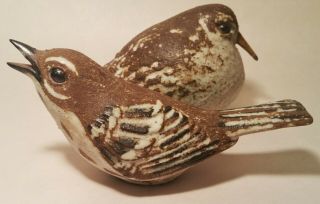 2 Mcm Andersen Design Nightingale Bird Sandpiper Pottery Figurine Danish Modern