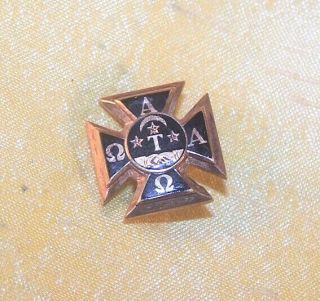 Vintage Alpha Tau Omega Fraternity 10k Gold Member Pin / Badge Ato Old