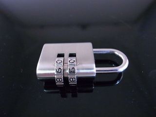 2 Dials Mini Padlock Combination lock - Polished Brush Nickel Color 2