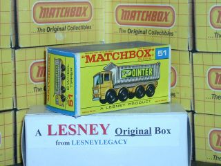 Matchbox Lesney 8 Wheel Tipper 51c Pointer Yellow Type F2 Empty Box
