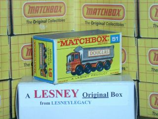 Matchbox Lesney 8 Wheel Tipper 51c Douglas Orange Type F2 Empty Box