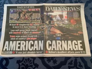 Ny Daily News 10/3/17 / American Carnage / Las Vegas Mass Shooting Newspaper