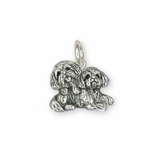 Lhasa Jewelry Sterling Silver Handmade Double Lhasa Apso Charm Lsz32 - C