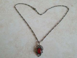 Georg Jensen 2016 Heritage 925s Sterling Silver And Carnelian Pendant With Chain