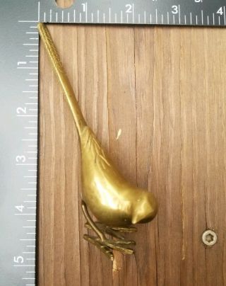 Vintage Solid Brass Bird 4.  5 " With Long Tail Figurine Hong Kong