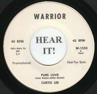 Curtis Lee Teen Rab 45 (warrior 1555 Promo) Pure Love /with All My Heart Vg,  /m -