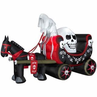 Halloween Inflatable Giant Horse Pulling Skull Carriage Prop Yard Decor By Gemmy